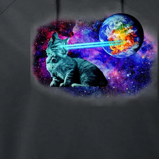 Lazer Cat Blasting In Space Performance Fleece Hoodie