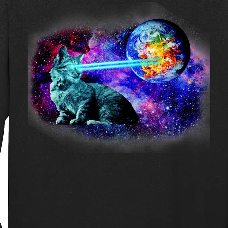 Lazer Cat Blasting In Space Long Sleeve Shirt