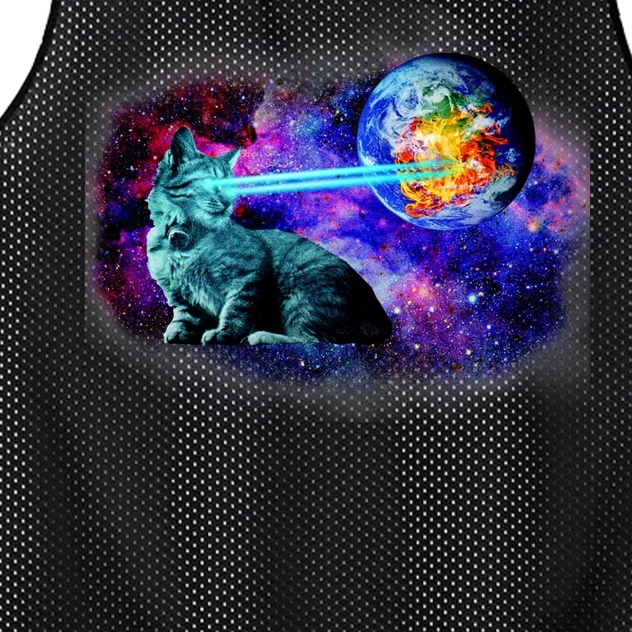 Lazer Cat Blasting In Space Mesh Reversible Basketball Jersey Tank