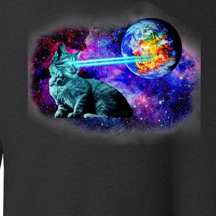 Lazer Cat Blasting In Space Toddler Sweatshirt