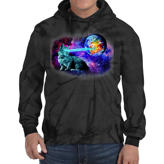 Lazer Cat Blasting In Space Tie Dye Hoodie