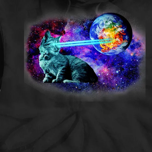 Lazer Cat Blasting In Space Tie Dye Hoodie