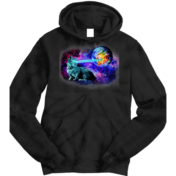 Lazer Cat Blasting In Space Tie Dye Hoodie