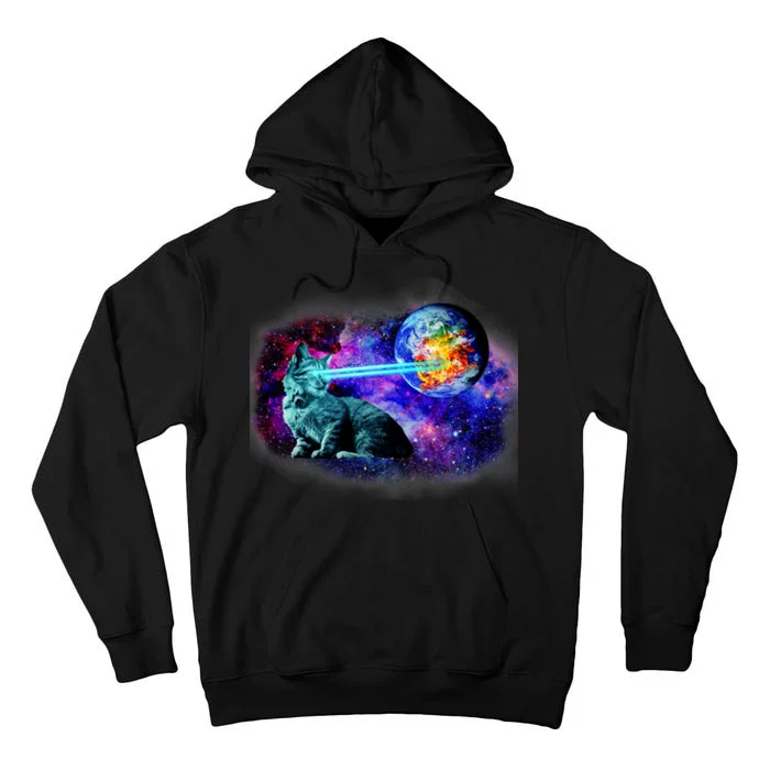 Lazer Cat Blasting In Space Tall Hoodie