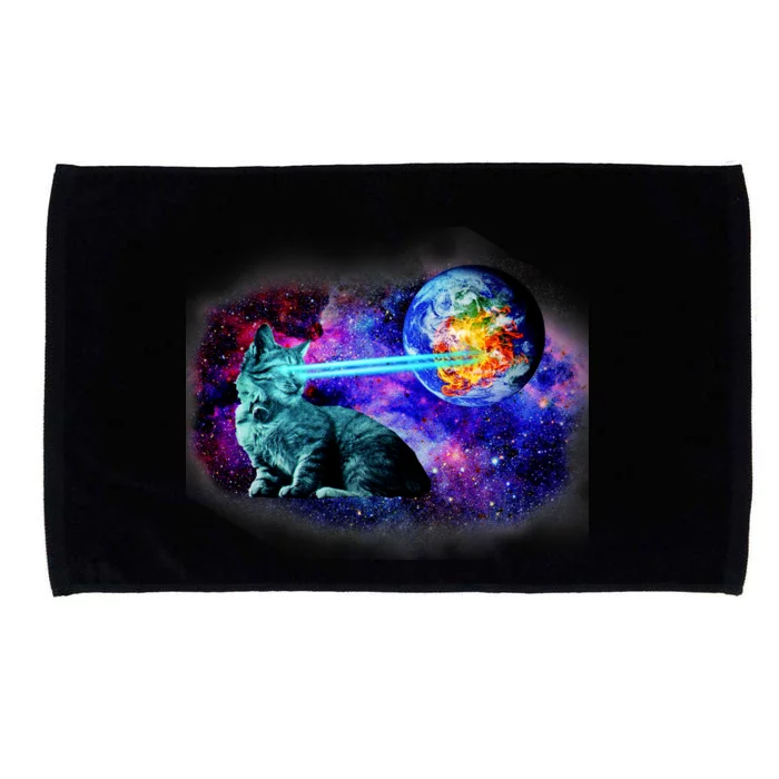 Lazer Cat Blasting In Space Microfiber Hand Towel