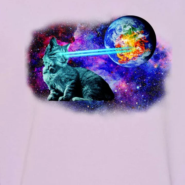 Lazer Cat Blasting In Space Garment-Dyed Sweatshirt