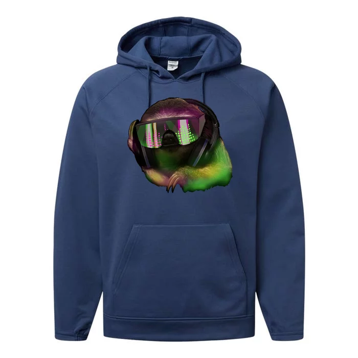 Lazy DJ Sloth Performance Fleece Hoodie