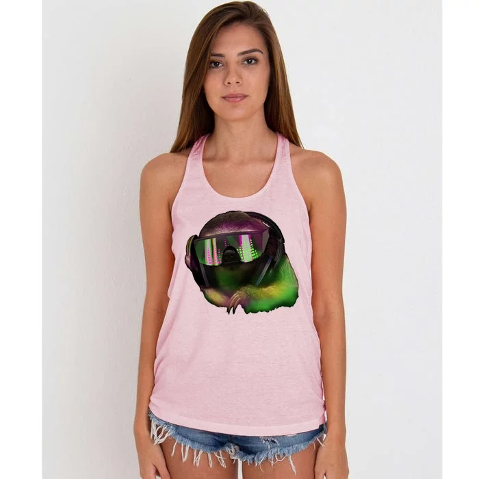 Lazy DJ Sloth Women's Knotted Racerback Tank