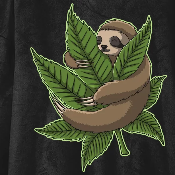 Lazy Sloth Cannabis Leaf Hooded Wearable Blanket