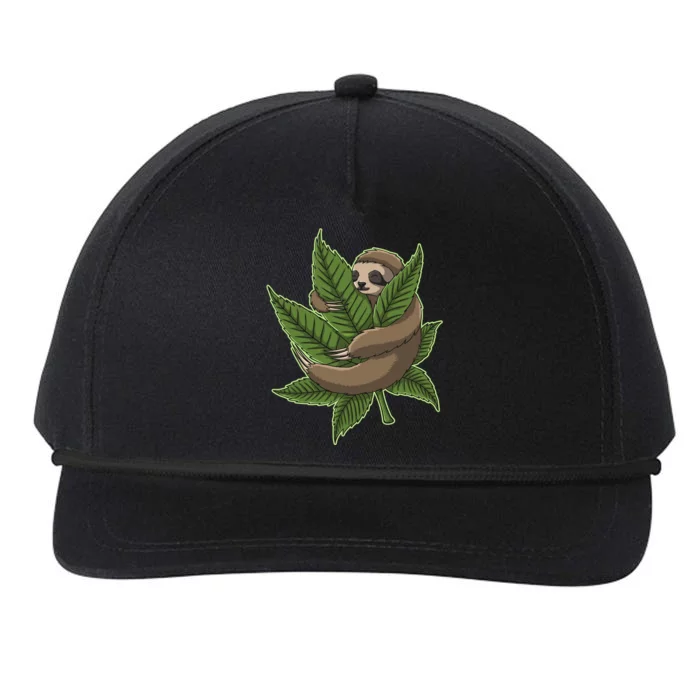 Lazy Sloth Cannabis Leaf Snapback Five-Panel Rope Hat