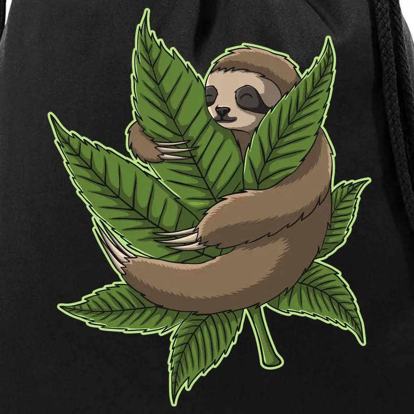 Lazy Sloth Cannabis Leaf Drawstring Bag