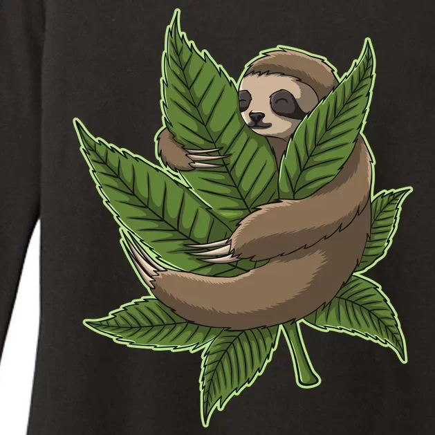 Lazy Sloth Cannabis Leaf Womens CVC Long Sleeve Shirt