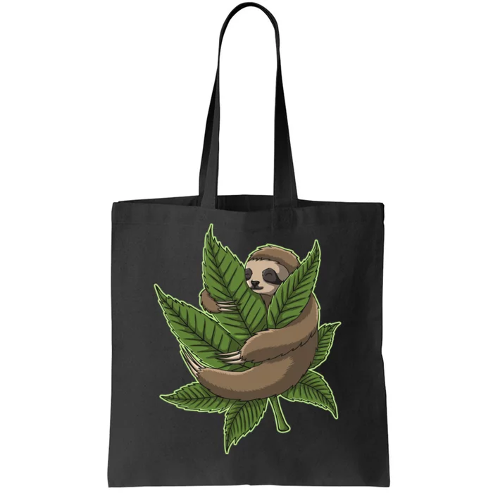 Lazy Sloth Cannabis Leaf Tote Bag