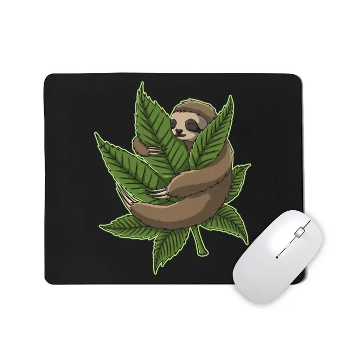 Lazy Sloth Cannabis Leaf Mousepad