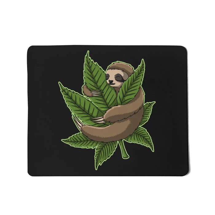 Lazy Sloth Cannabis Leaf Mousepad