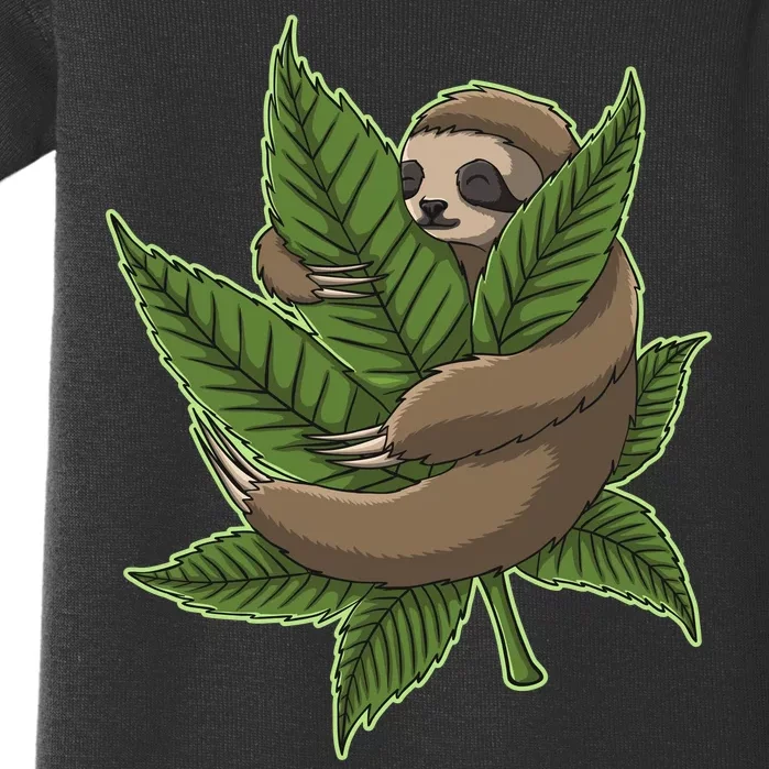 Lazy Sloth Cannabis Leaf Baby Bodysuit