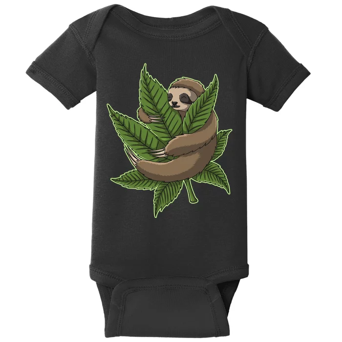 Lazy Sloth Cannabis Leaf Baby Bodysuit