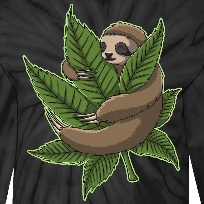 Lazy Sloth Cannabis Leaf Tie-Dye Long Sleeve Shirt