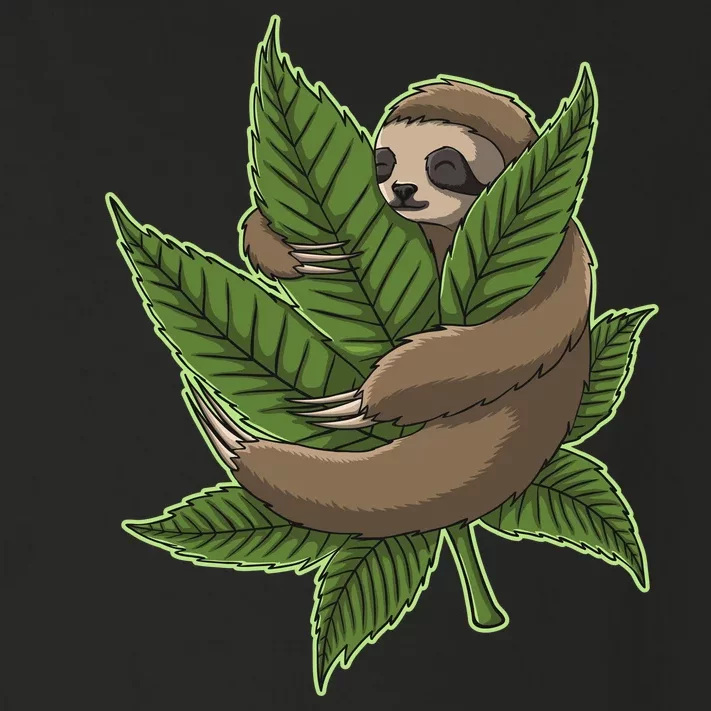 Lazy Sloth Cannabis Leaf Toddler Long Sleeve Shirt