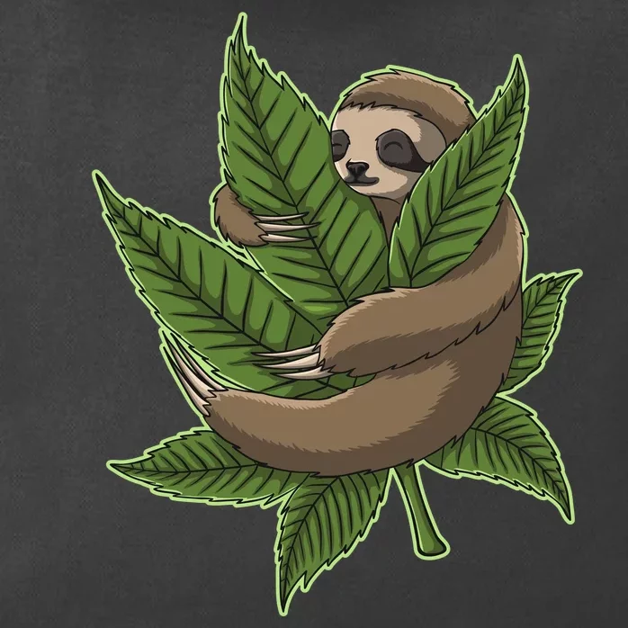 Lazy Sloth Cannabis Leaf Zip Tote Bag