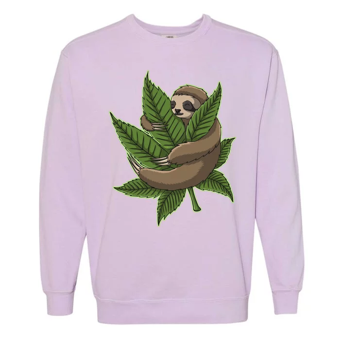 Lazy Sloth Cannabis Leaf Garment-Dyed Sweatshirt