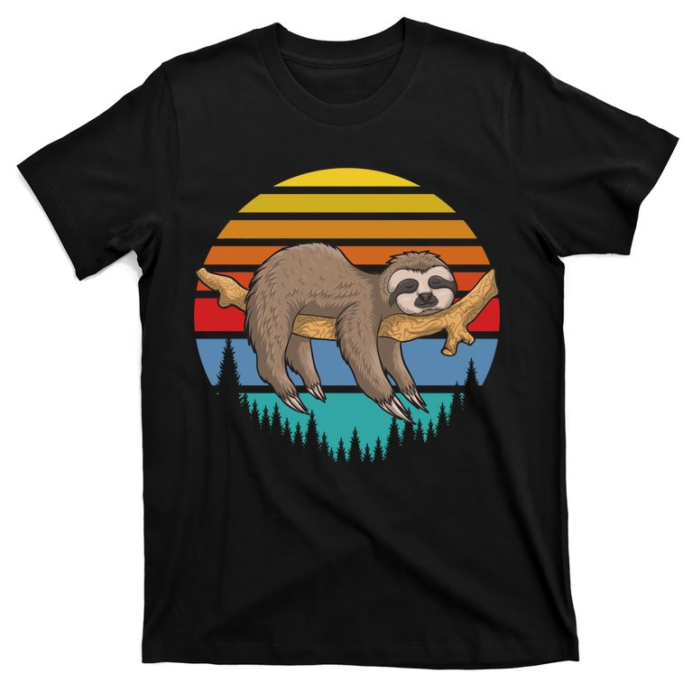 lazy Sloth Retro Sunset T-Shirt