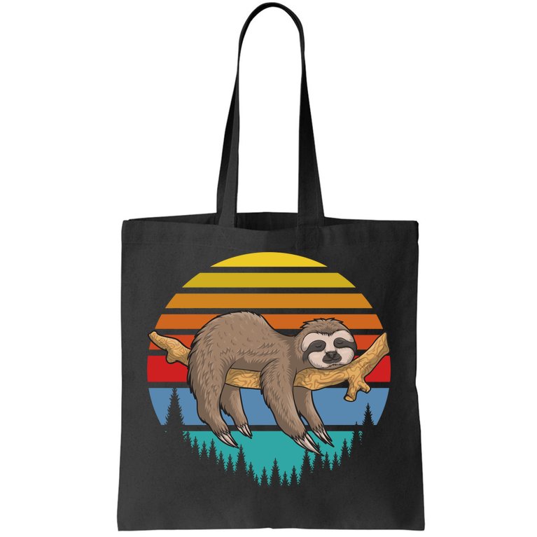 lazy Sloth Retro Sunset Tote Bag