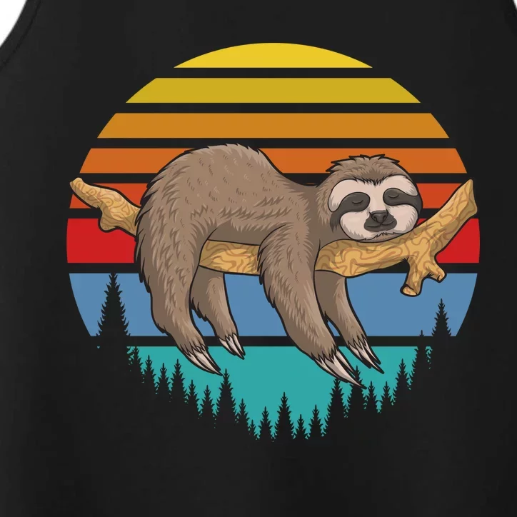 lazy Sloth Retro Sunset Performance Tank