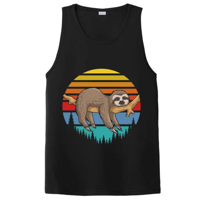 lazy Sloth Retro Sunset Performance Tank