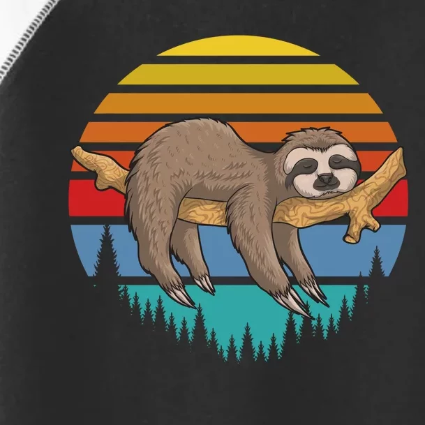 lazy Sloth Retro Sunset Toddler Fine Jersey T-Shirt