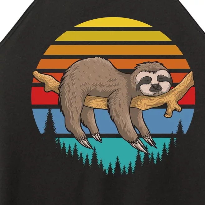 lazy Sloth Retro Sunset Women’s Perfect Tri Rocker Tank