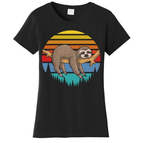 lazy Sloth Retro Sunset Women's T-Shirt