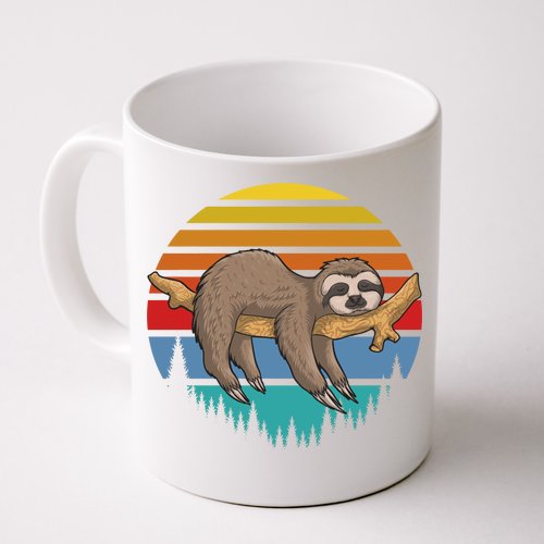 lazy Sloth Retro Sunset Coffee Mug