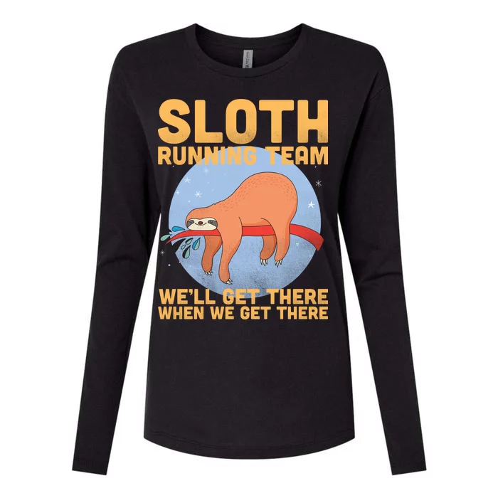 Lazy Sloth Running Team Distressed Womens Cotton Relaxed Long Sleeve T-Shirt