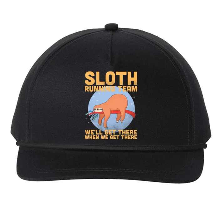 Lazy Sloth Running Team Distressed Snapback Five-Panel Rope Hat