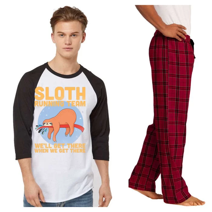 Lazy Sloth Running Team Distressed Raglan Sleeve Pajama Set