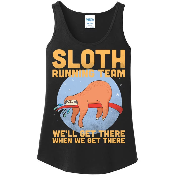 Lazy Sloth Running Team Distressed Ladies Essential Tank