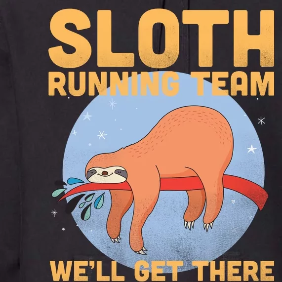 Lazy Sloth Running Team Distressed Premium Hoodie