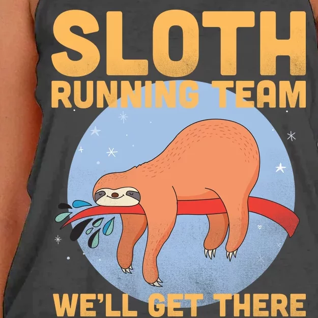 Lazy Sloth Running Team Distressed Women's Knotted Racerback Tank