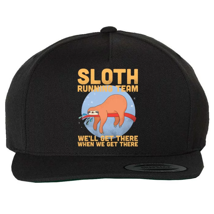 Lazy Sloth Running Team Distressed Wool Snapback Cap