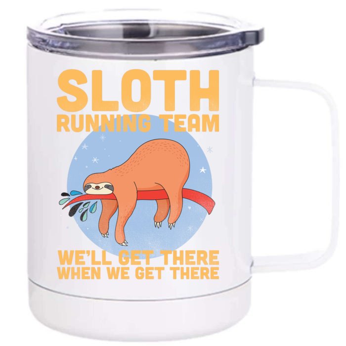 Lazy Sloth Running Team Distressed Front & Back 12oz Stainless Steel Tumbler Cup