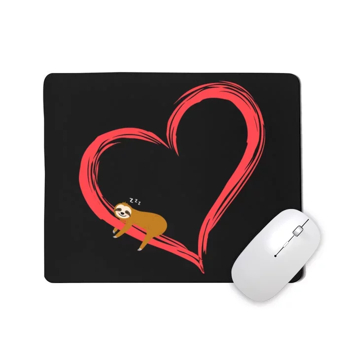 Lazy Sloth Sleeping On Heart Mousepad