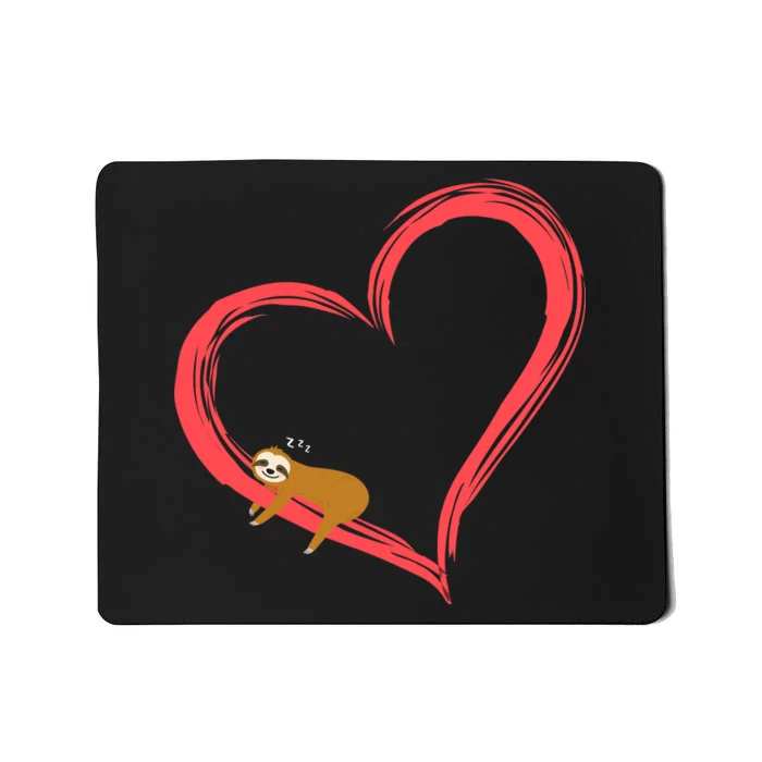 Lazy Sloth Sleeping On Heart Mousepad