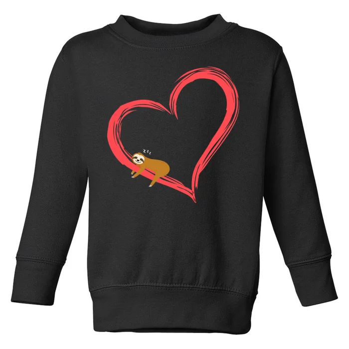 Lazy Sloth Sleeping On Heart Toddler Sweatshirt