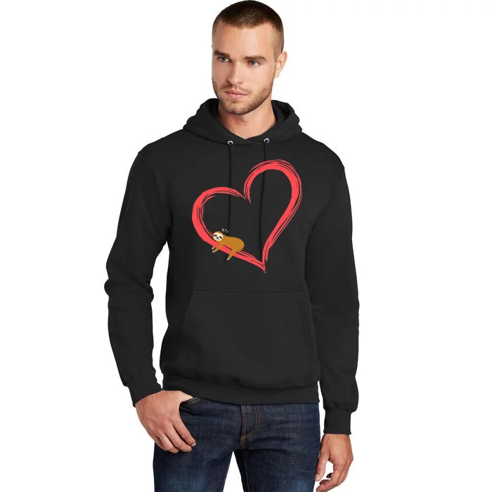 Lazy Sloth Sleeping On Heart Tall Hoodie