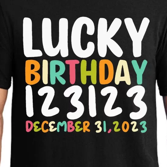 Lucky Birthday 123123 Happy New Year 2024 Birthday Party Pajama Set