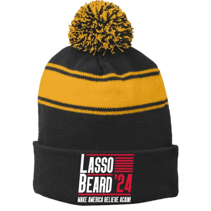 Lasso Beard 2024 Stripe Pom Pom Beanie