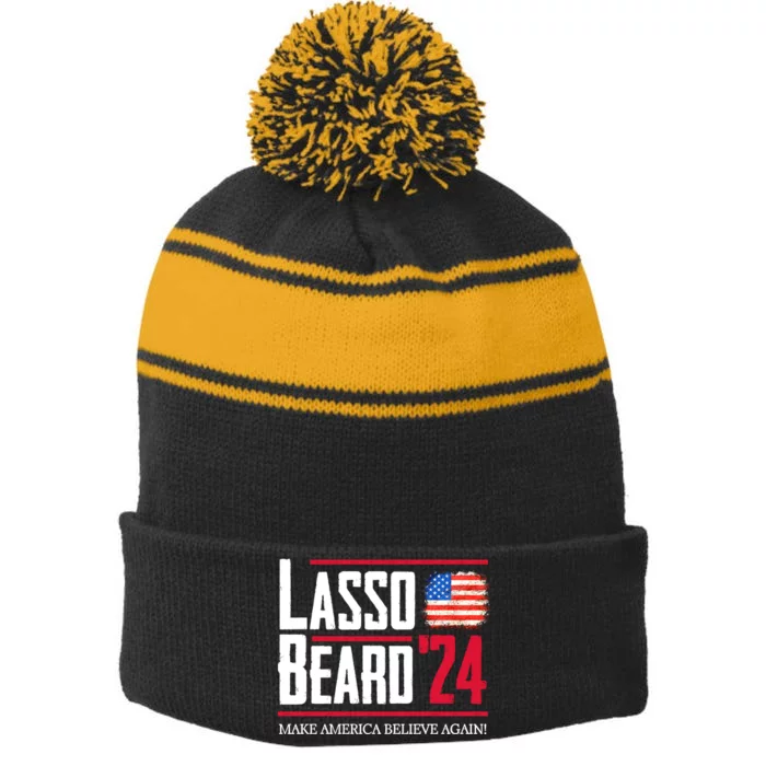 Lasso Beard 2024 Stripe Pom Pom Beanie