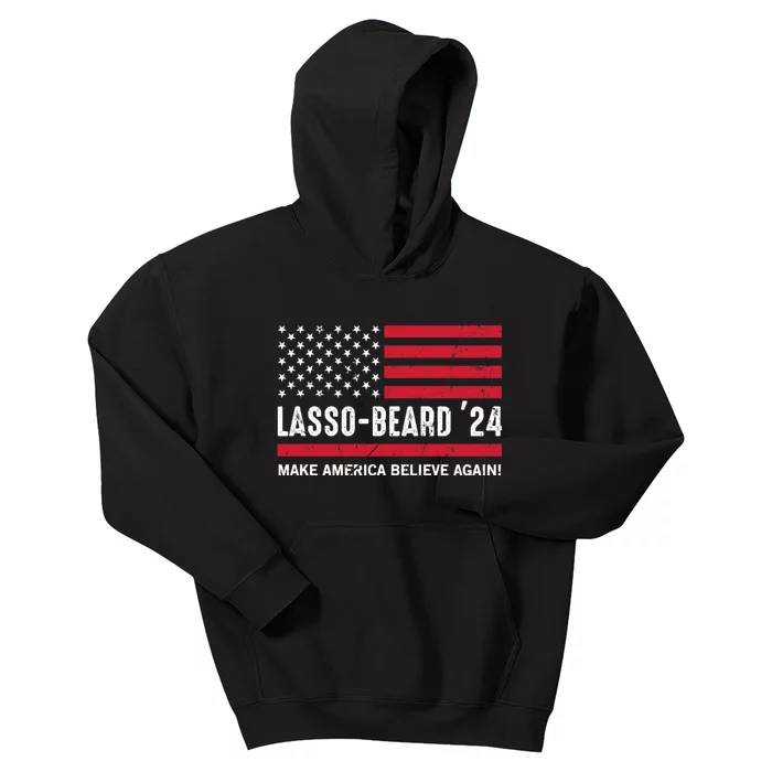 Lasso Beard 2024 American Us Flag Kids Hoodie