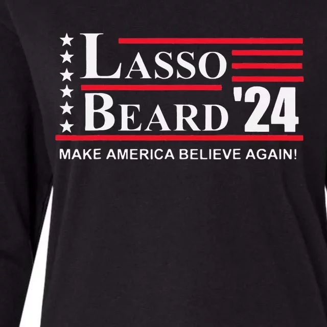 Lasso Beard 2024 Election Funny Womens Cotton Relaxed Long Sleeve T-Shirt